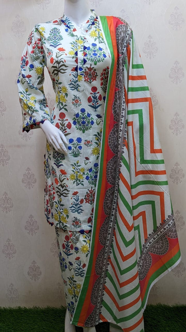 Bareeza D#6 |best quality lawn fabric with beautiful printed lawn dupatta