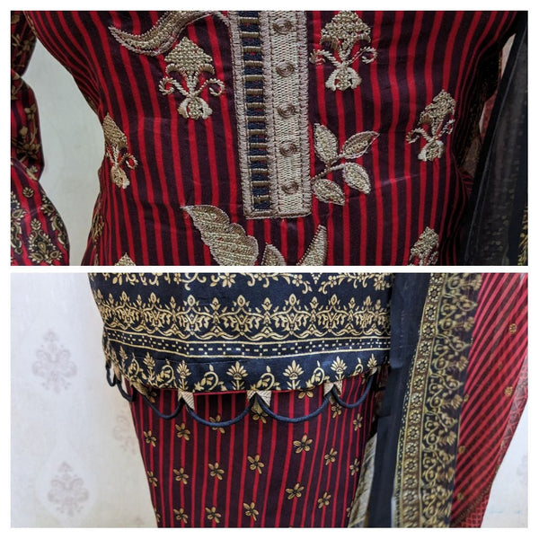 Khaadi D#7 |best quality lawn fabric with beautiful printed sheffon dupatta