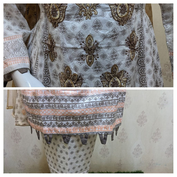 Khaadi frok D#8 |best quality lawn fabric with beautiful printed sheffon dupatta