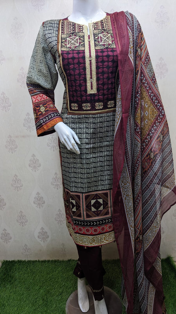Gul Ahmed D#23 |best quality lawn fabric with beautiful printed sheffon dupatta