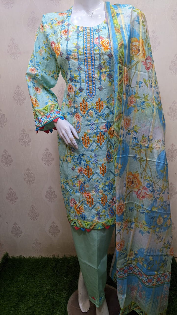 Bin saeed D#10 | best quality lawn fabric with beautiful printed diamond dupatta